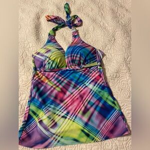 Colorful Plaid tankini top